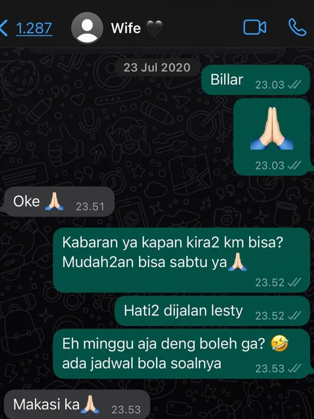 Chat perdana Rizky Billar dan Lesti Kejora saat masa pendekatan. (Instagram/@rizkybillar)