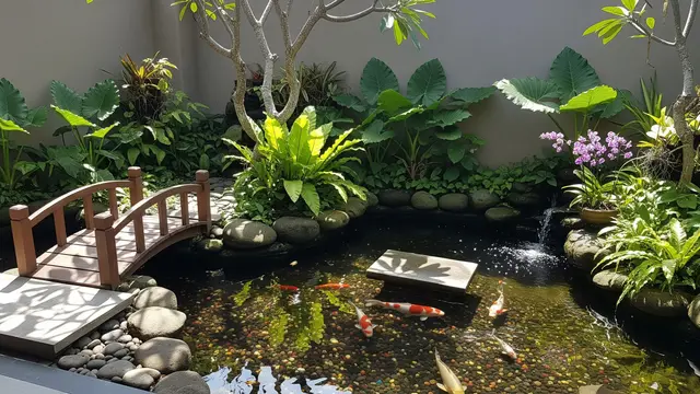 Inspirasi Kolam Ikan Dangkal ala Jepang untuk Halaman Rumah Kecil/Foto: AI Generated