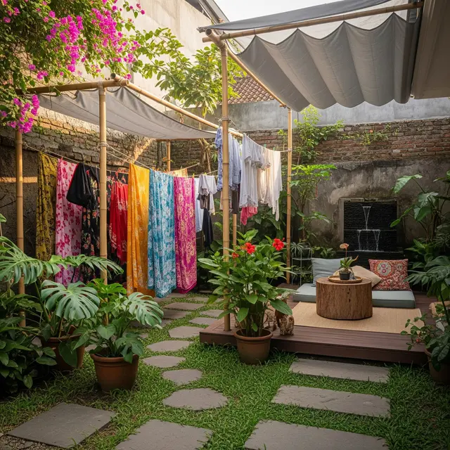 9 Ide Halaman Belakang Multifungsi Tempat Jemur Tetap Cantik, Area Efisien