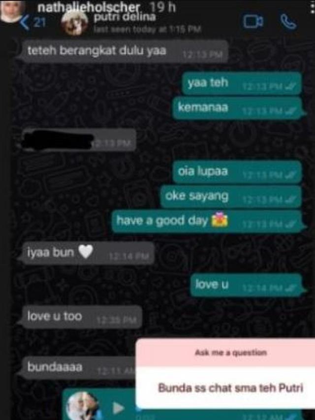 Chat Nathalie Holscher dan Putri Delina
