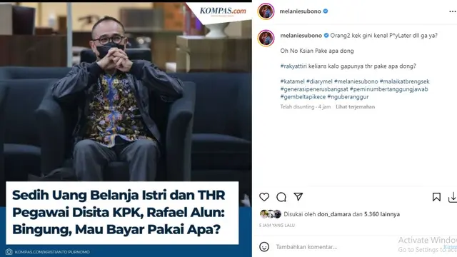 Rafael Alun Trisambodo - Melanie Subono (Foto: Instagram/@melaniesubono)