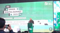 Menteri Koperasi dan UKM Republik Indonesia, Teten Masduki, memberikan sambutan dalam UMKM Summit yang diselenggarakan oleh Asosiasi Fintech Pendanaan Bersama Indonesia (AFPI) di SMESCO Convention Hall. (Foto: Istimewa)