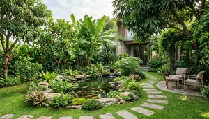 7 Ide Taman Rumah Sejuk dengan Tanaman Buah dan Kolam Ikan, Bisa Jadi Inspirasi