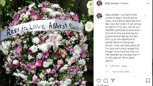Postingan duka ibunda Ashraf Sinclair