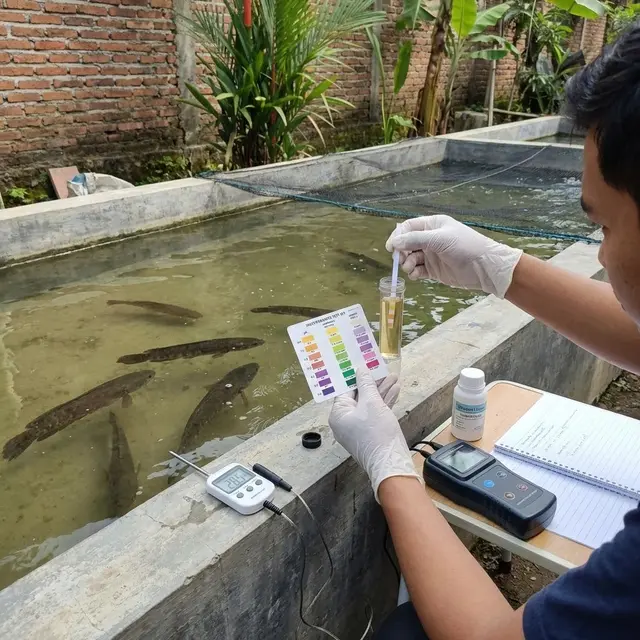 Ilustrasi Pemantauan Parameter Air Kunci Kesehatan Ikan Gabus