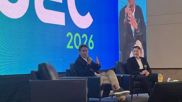 Pengusaha Sandiaga Uno dalam acara Jakarta Entrepreneur Conference (JEC) 2026 di Hall B, Jakarta International Convention Center (JICC), Sabtu (5/9/2026). (Liputan6.com/Christian)