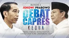 Debat kedua Pilpres 2019 sesi ketiga dengan tema Energi, Pangan, Infrastruktur, Sumber Daya Alam, dan Lingkungan Hidup berlangsung di Hotel Sultan, Jakarta.