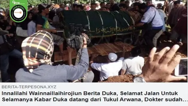Gambar Tangkapan Layar Kabar Hoaks Tukul Arwana Meninggal Dunia (sumber: Facebook).