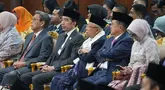 Wapres ke-11 Boediono, Presiden Ke-7 Republik Indonesia Joko Widodo, Wakil Presiden Ke-13 Ma'ruf Amin dan Wakil Presiden Ke-10 dan Ke-12 Jusuf Kalla saat menghadiri Sidang Tahunan MPR dan Sidang Bersama DPR-DPD Tahun 2026 di Gedung MPR/DPR/DPD, Senayan, Jakarta, Jumat Jumat, 14 Agustus 2026.(DPR RI)