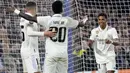 Pemain Real Madrid, Rodrygo, melakukan selebrasi setelah mencetak gol ke gawang Chelsea pada laga leg kedua perempat final Liga Champions di Stadion Stamford Bridge, Rabu (19/4/2023). Tampil dihadapan pendukung sendiri, The Blues menyerah dua gol tanpa balas dari Real Madrid. (AP Photo/Kirsty Wigglesworth)