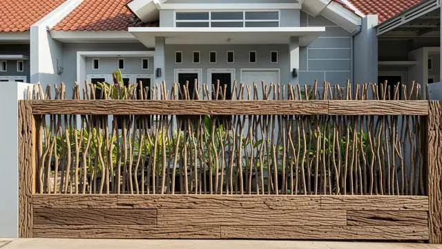 Desain Pagar Rumah Subsidi dari Ranting Kayu