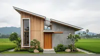 9 Model Rumah Desa dengan Atap Miring Satu Arah, Desain Elegan Hemat Biaya