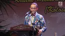 Gubernur DKI Jakarta Anies Baswedan memberikan sambutan pada perayaan Natal bersama Pemprov dan masyarakat Kristen dan Katholik DKI Jakarta di  Kemayoran, Jakarta, Sabtu (13/1) (Liputan6.com/Herman Zakharia)