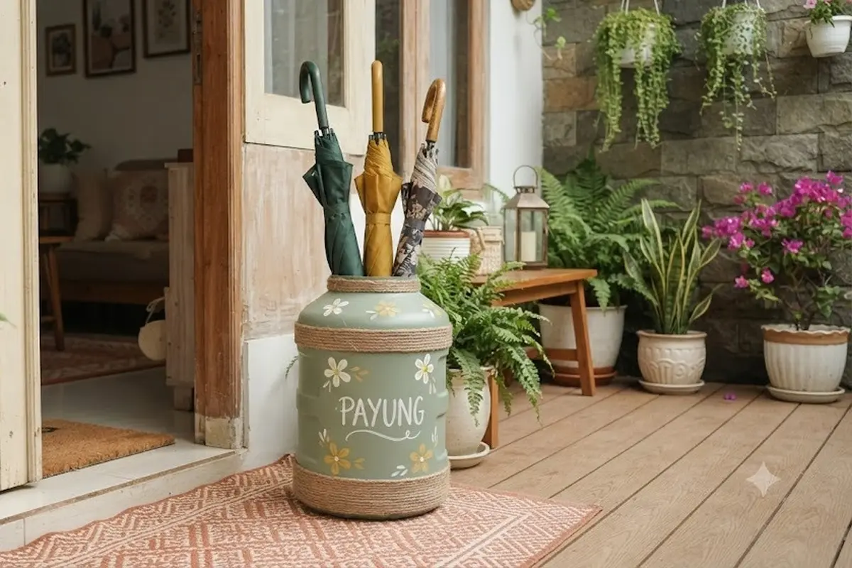 Ide Tempat Payung dari Galon Bekas (AI Generated)