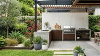 7 Ide Taman Belakang dengan Dapur L-Shape yang Estetik dan Fungsional
