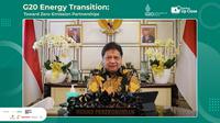 Menteri Koordinator Bidang Perekonomian Airlangga Hartarto, dalam Jakarta Post Webinar dengan tema G20 Energy Transition: Toward Zero-Emission Partnerships, Selasa (24/5/2022).