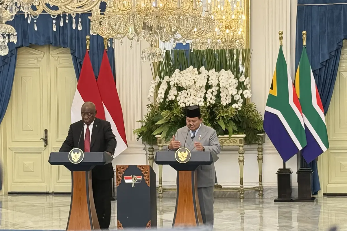 Presiden Prabowo Subianto dan Presiden Afrika Selatan Cyril Ramaphosa.