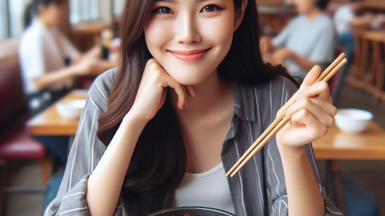 Ilustrasi Makan Makanan Asia