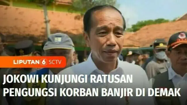 Presiden Joko Widodo mengunjungi ratusan pengungsi korban banjir di Kabupaten Demak, Jawa Tengah, Jumat siang.