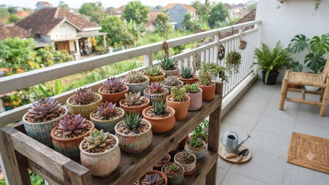 Tanaman yang Cocok Ditanam di Pot Tanpa Lubang sebagai Solusi untuk Balkon Minimalis Model Sukulen