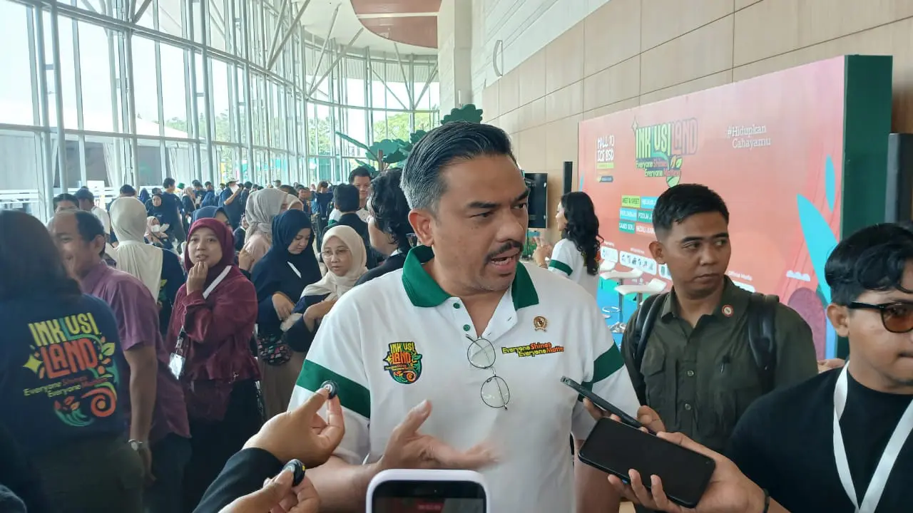 Menteri UMKM Maman saat menghadiri InklusiLand, di ICE BSD Kabupaten Tangerang, Minggu (7/12/2025).