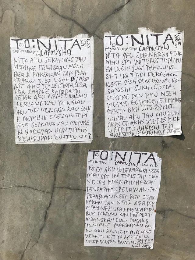 Kelewat Bucin, Pria Ini Tulis Surat Cinta yang Ditempel di Dinding Dekat Sawah