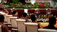 Presiden Jokowi memberikan sambutan dalam Munas Apkasi yang disiarkan secara daring. (Ist)