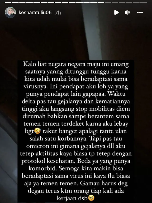 Unggahan Kesha Ratuliu. (Foto: Dok. Instagram @kesharatuliu05)