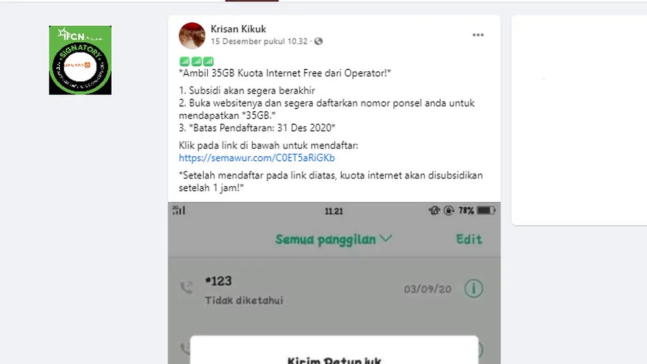Cek Fakta Liputan6.com menelusuri cara memperoleh subsidi kuota internet 35 GB sampai 31 Desember