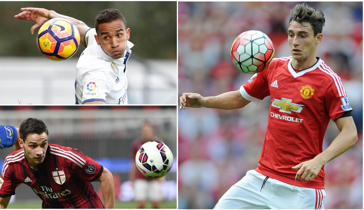 Berikut ini Matteo Darmian dan empat bek incaran Juventus yang dijadikan buruan untuk menggantikan posisi Dani Alves. (Kolase foto-foto dari EPA)