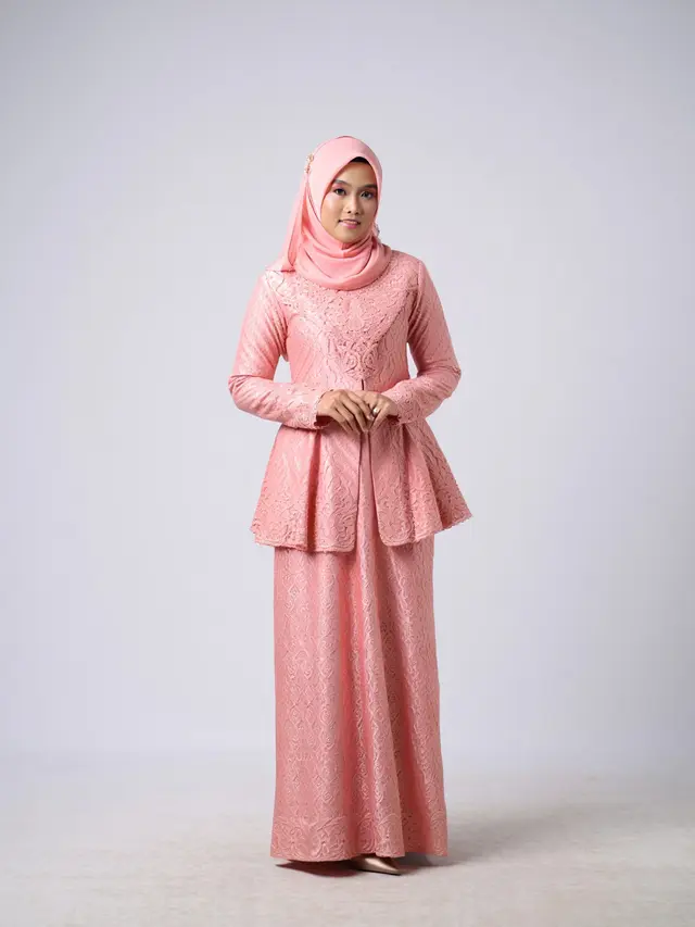 Dress Panjang Elegan Kombinasi Pashmina Muslimah