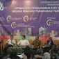 Suasana diskusi yang diikuti oleh Kepala PPATK Kiagus Ahmad Badaruddin, Menteri Hukum dan HAM Yasona Laoly, Ketua KPK Agus Rahardjo, Ketua DPR RI Bambang Soesatyo di gedung PPATK, Jakarta, Selasa (17/4). (Liputan6.com/Angga Yuniar)