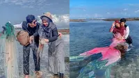 7 Potret Ria Ricis Liburan di Pantai, Berpose Jadi Nelayan hingga Mermaid (Sumber: Instagram/teukuryan)