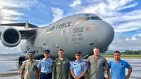 Pesawat angkut berat Boeing C-17 Globe Master US Air force. Pesawat angkut berat ini pernah mendarat di Bandara Sam Ratulangi Manado pada 16 Juni 2019. (Dok TNI AU)