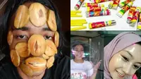 6 Potret Cara Makeup Wajah Agar Menawan Ini Nyeleneh, Bikin Tepuk Jidat (Sumber: Instagram/anam_channel,Facebook/sekar.linestri)
