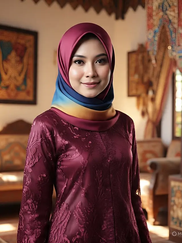 Model Gamis Brokat Warna Burgundy