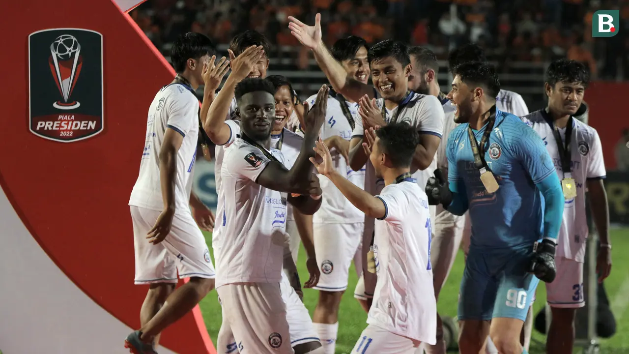 Foto: Luapan Kegembiraan Pemain Arema FC usai Jadi Juara Piala Presiden 2022