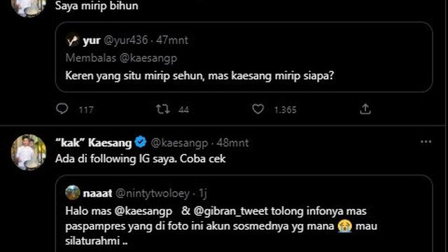 Kaesang Tanggapi Anggota Paspampres Mirip Sehun EXO