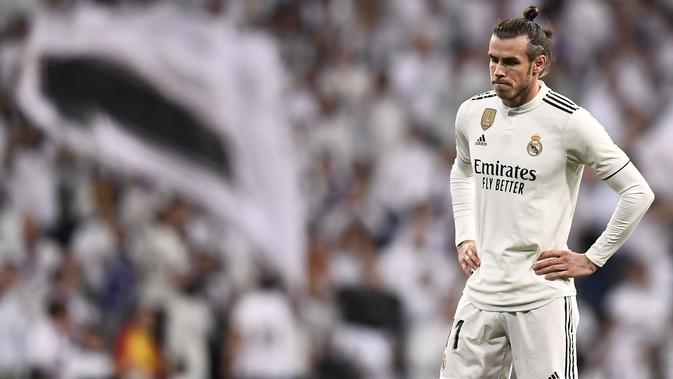 Pemain kidal tersebut hanya mencetak 13 gol dalam 34 pertandingan bersama Real Madrid. Manchester United sudah memperlihatkan ketertarikan merekrut Gareth Bale juni nanti. (AFP/Oscar del Pozo)