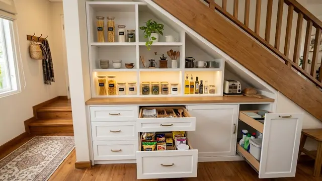 Ide Pantry Mini di Bawah Tangga/AI Generated