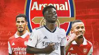 Arsenal - William Saliba, Saka, Gabriel Jesus (Bola.com/Adreanus Titus)