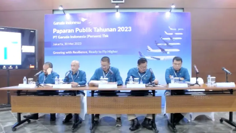 Paparan publik PT Garuda Indonesia Tbk (GIAA)’, Selasa (30/5/2023). (Foto: Liputan6.com/Elga N)