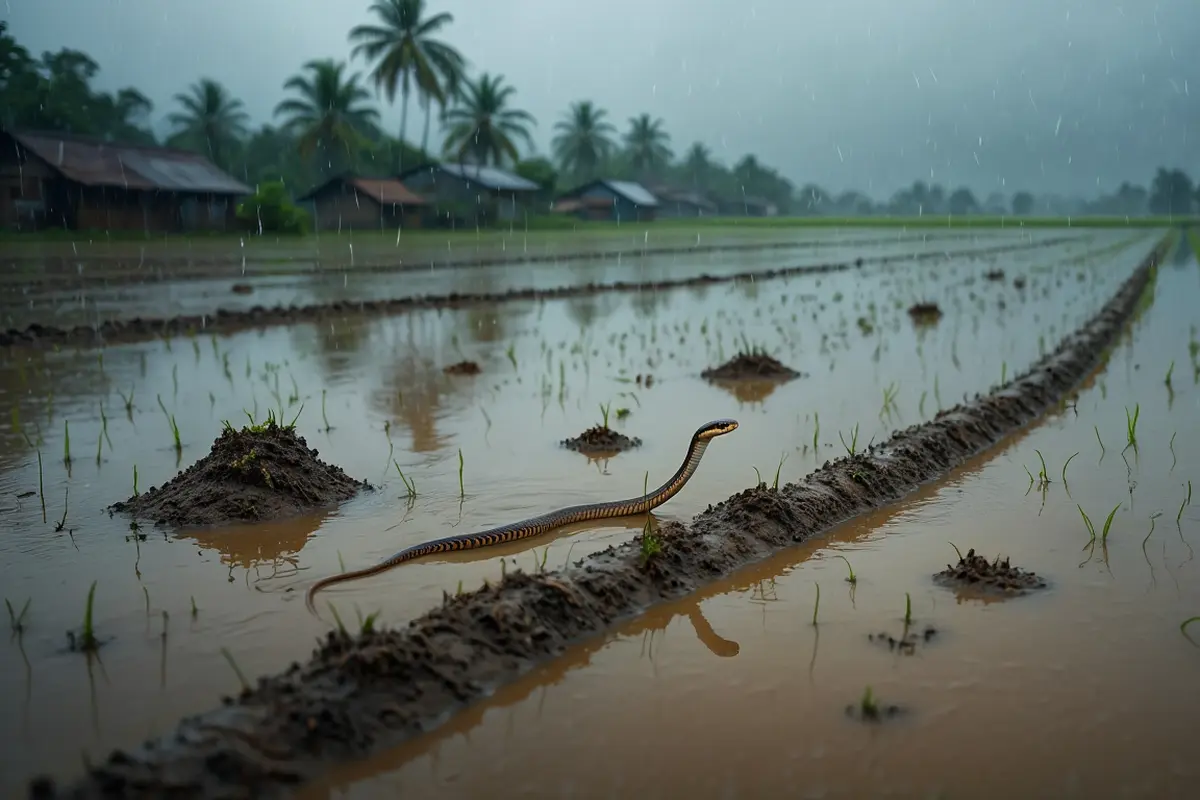 Ular Sawah Sering Masuk Rumah saat Musim Hujan (Foto: Reve Art AI)