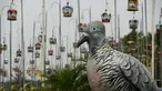 Ribuan burung dalam kandang saat mengikuti kontes burung berkicau di Provinsi Narathiwat di Thailand selatan (22/9/2019). Lebih dari 1.800 burung dari Thailand, Malaysia, dan Singapura mengambil bagian dalam kontes tahunan. (AFP Photo/Madaree Tohlala)
