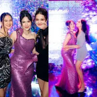 Sebagai bintang utama acara ulang tahunnya, Davina Karamoy tentu tampil maksimal kenakan gaun bling-bling ungu rancangan @jessiegunawanstudio.