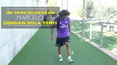 Video bek Real Madrid, Marcelo, menunjukkan kebolehan mengolah bola tenis.