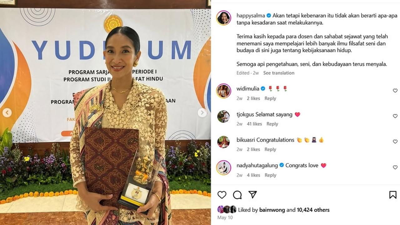 Potret Happy Salma Lulus S-1 Filsafat Hindu di Usia 45 Tahun, Tampil Cantik Kala Yudisium di Bali