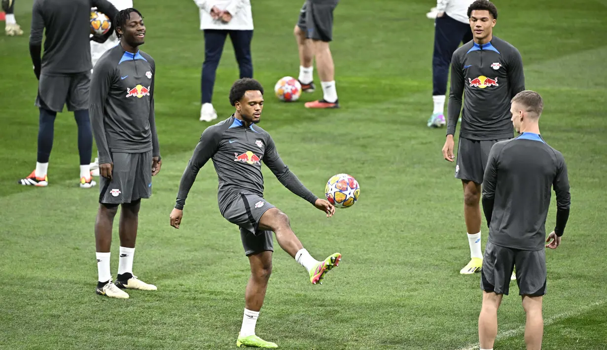 Bertamu ke markas Real Madrid, Leipzig diprediksi bakal menampilkan performa terbaik mereka. (JAVIER SORIANO/AFP)