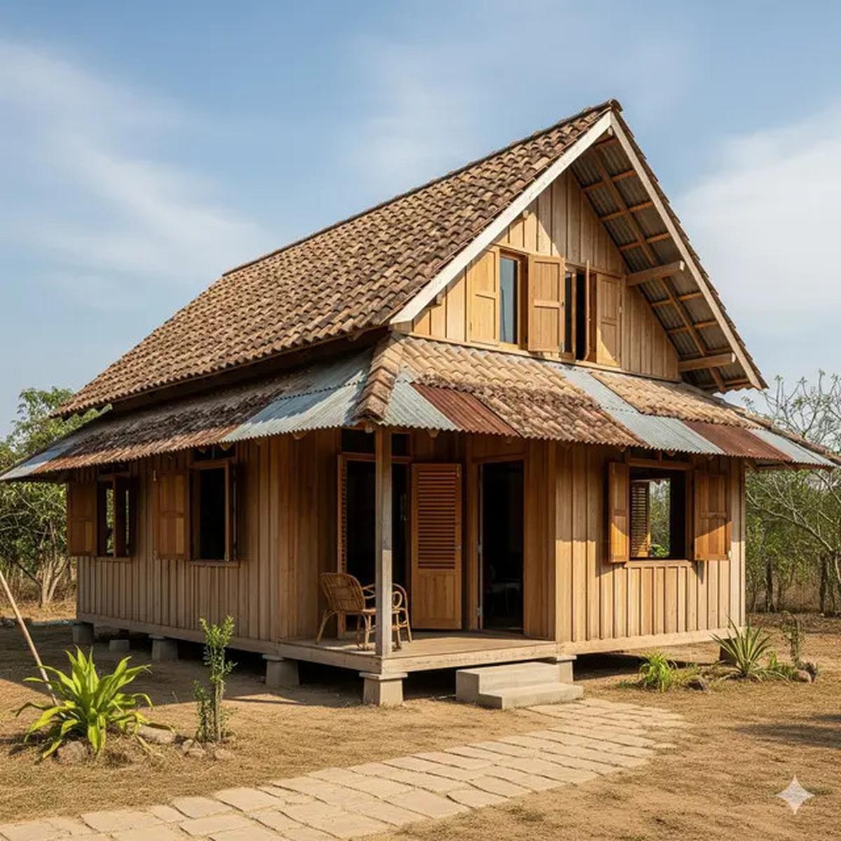 7 Desain Rumah Kayu 4x6 Ala Pedesaan yang Cantik dan Adem Dihuni