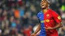Barcelona&#039;s Cameroonian Samuel Eto&#039;o celebrates his goal against Valladolid during their Liga football match on November 8, 2008 at the New Camp stadium, in Barcelona. AFP PHOTO/JOSEP LAGO 